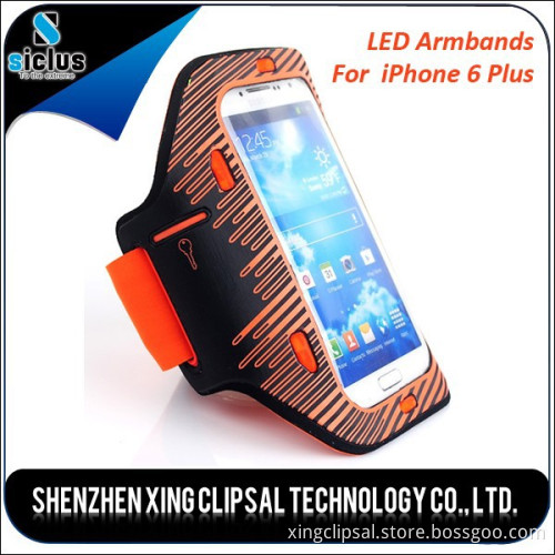 2015 New design fashion high quality LED neoprene phone bag, gym exercise phone LED sport armband
